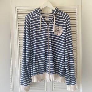 Disney Park’s Full Zip Hoodie Stiped White&Navy Unisex SZ XL